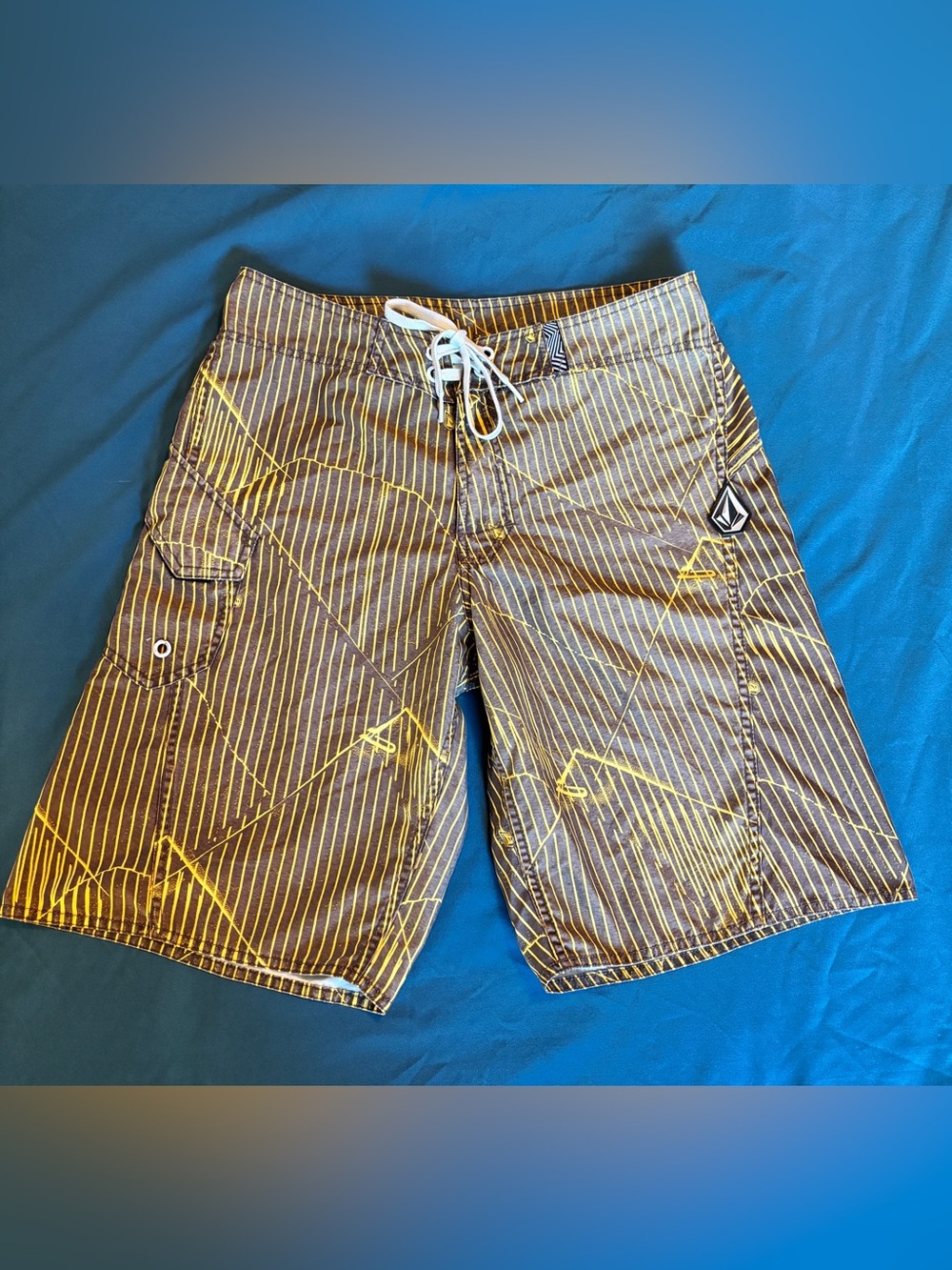 Volcom Men’s Brown & Yellow Striped Boardshorts